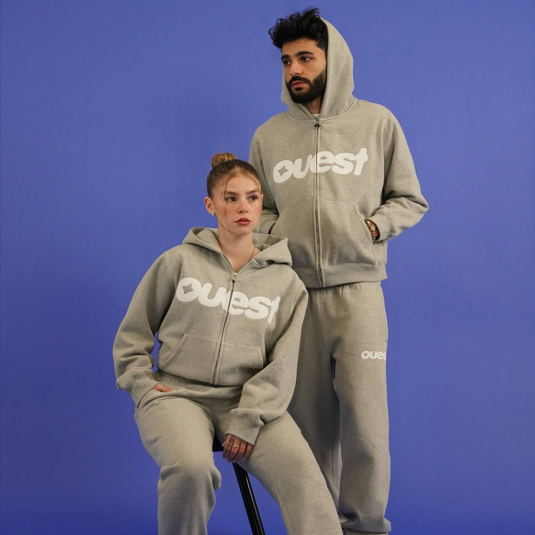 HOODIE ZIP-UP “OUEST” - GRIS