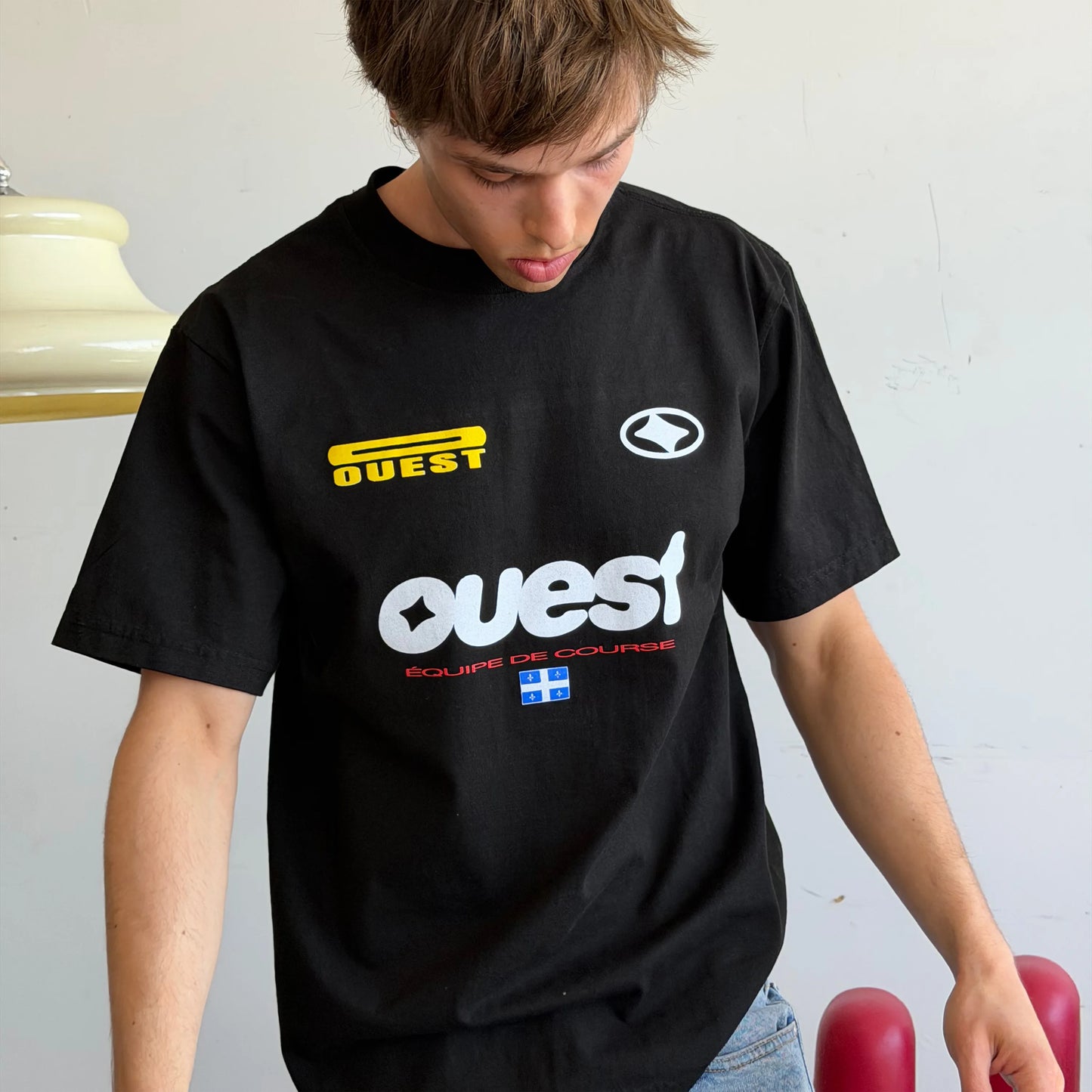 T-SHIRT "COURSE" REGULAR FIT - NOIR