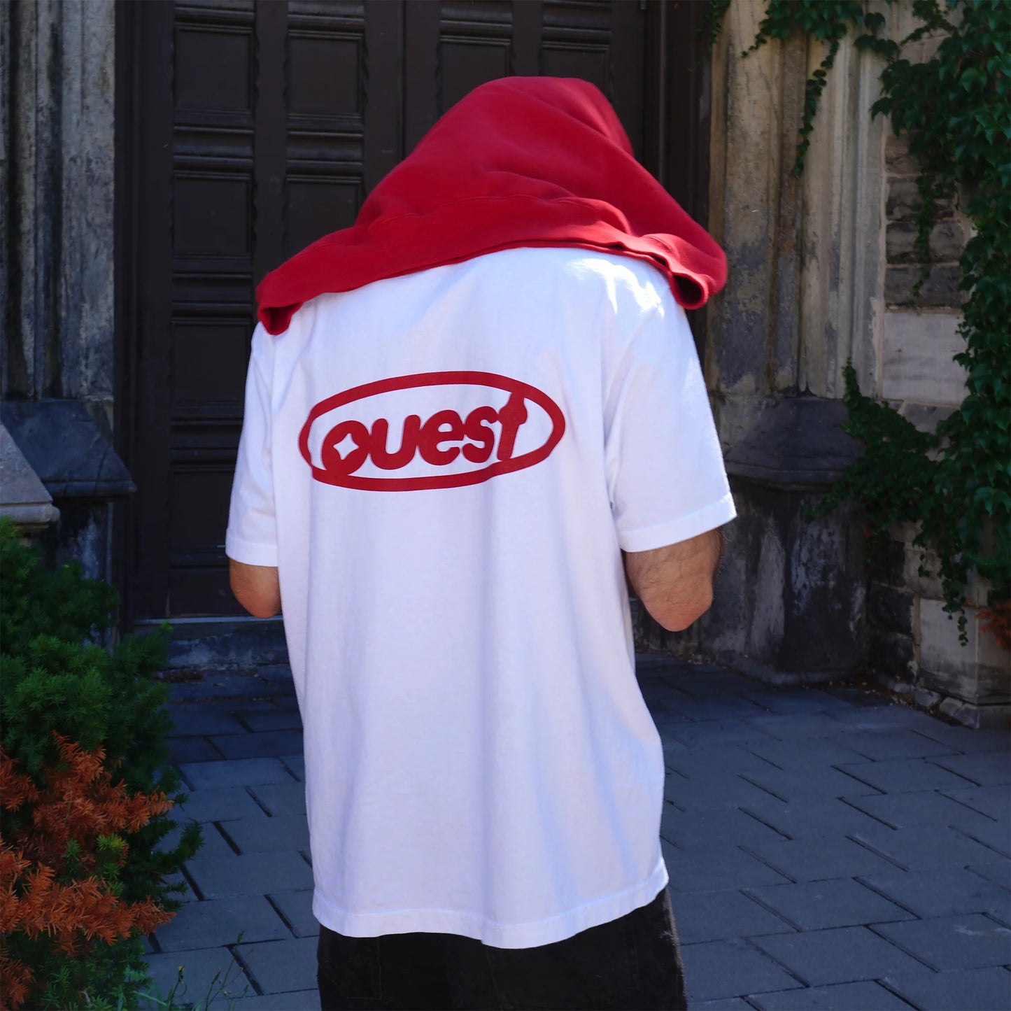 T-SHIRT "LOGO" REGULAR FIT - ROUGE SUR BLANC