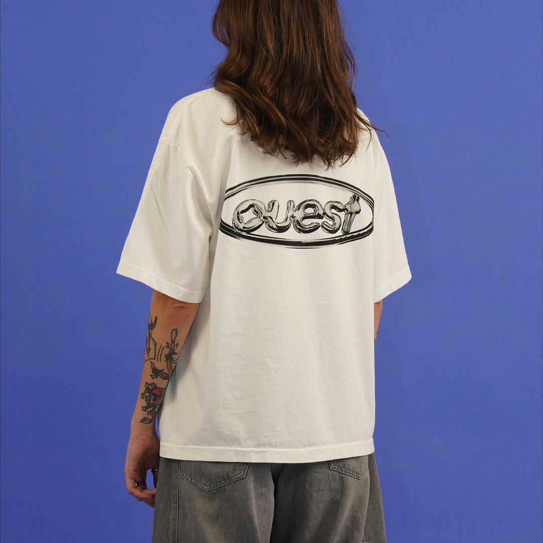 T-SHIRT BOXY OVERSIZED “CHROME” - BLANC