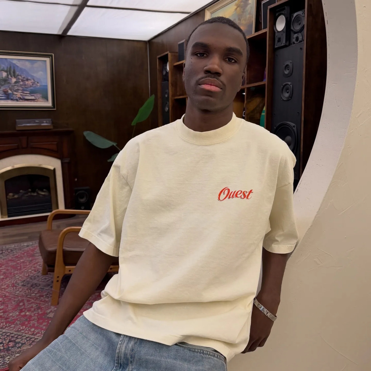 T-SHIRT BOXY OVERSIZED "C'EST OUEST" - CRÈME