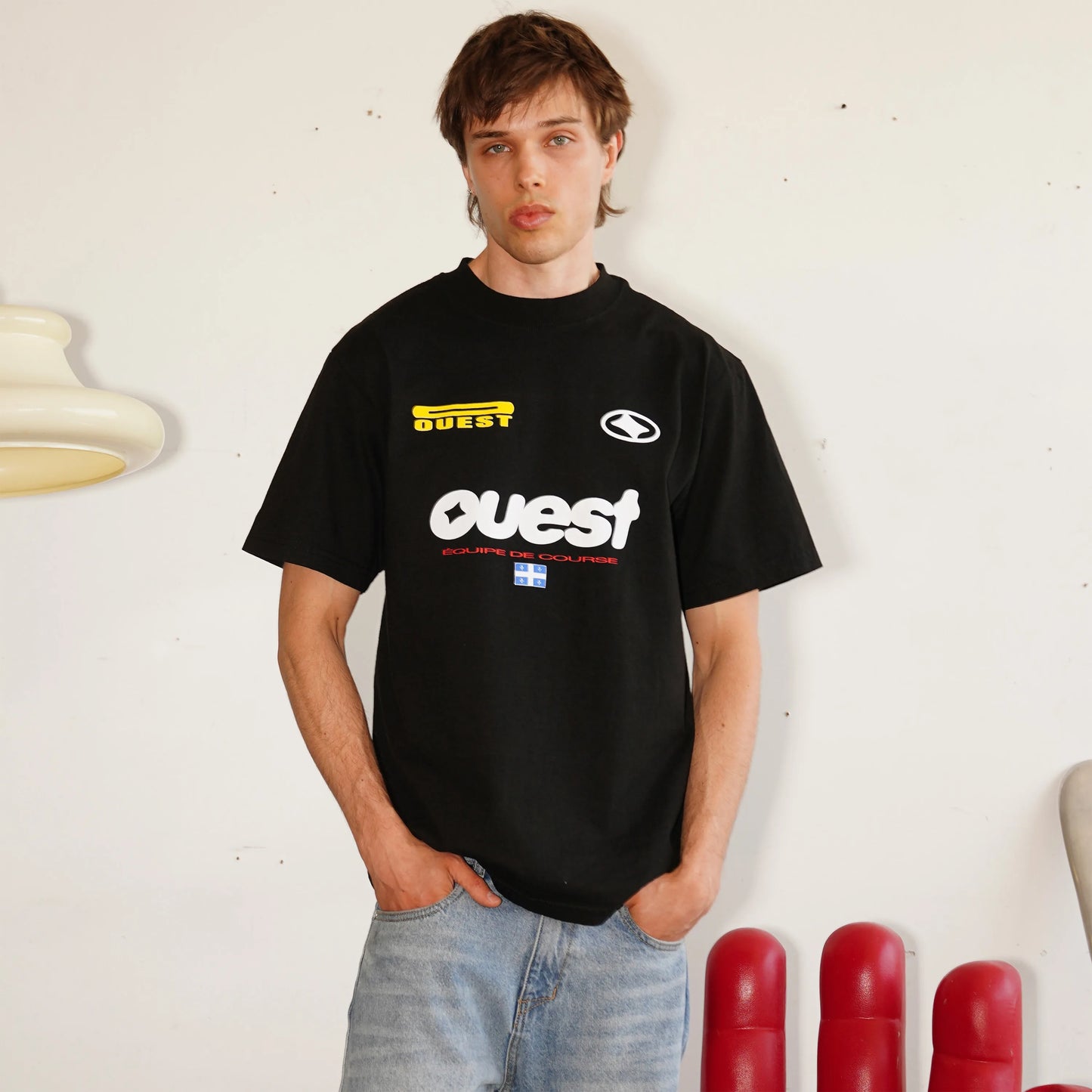 T-SHIRT "COURSE" REGULAR FIT - NOIR