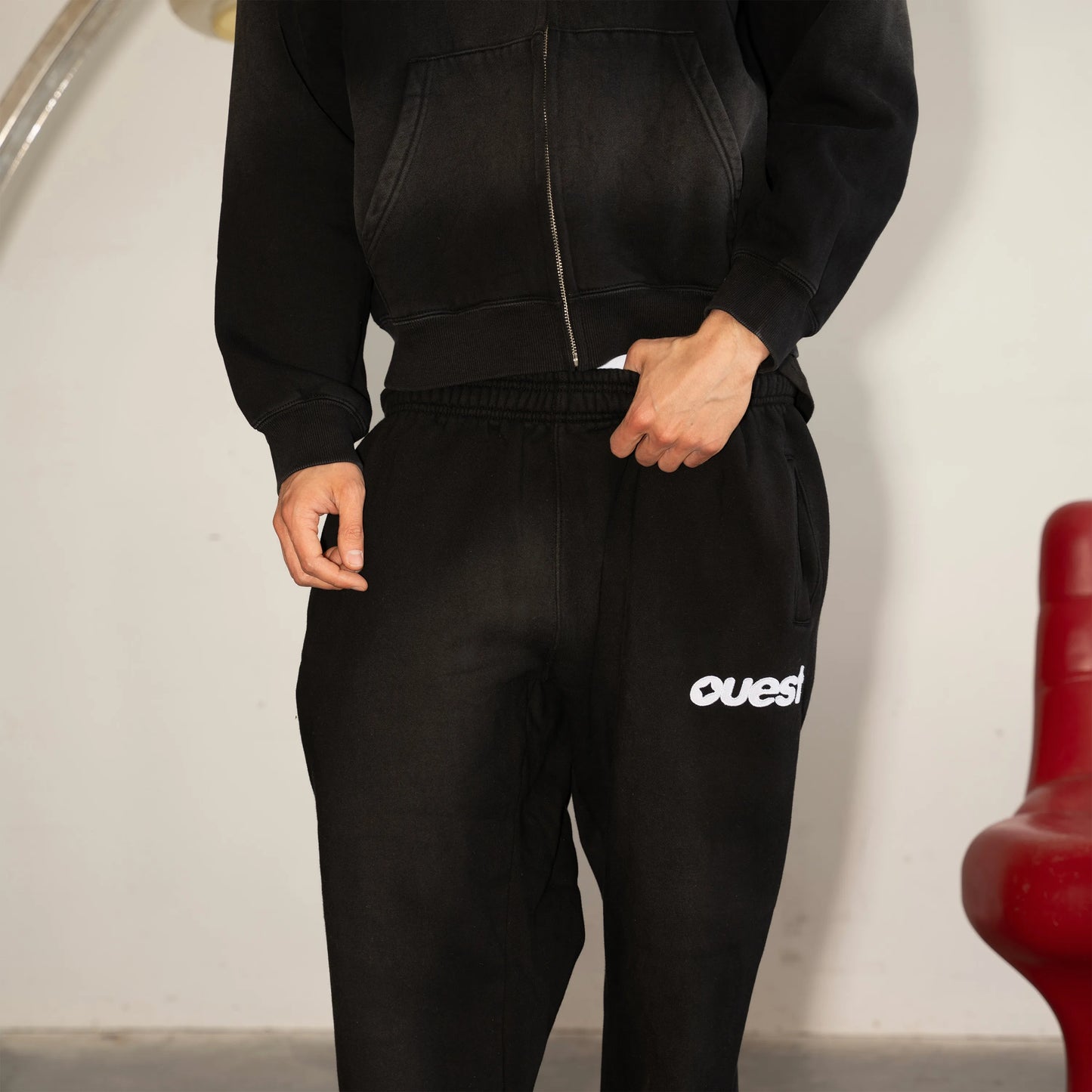 PANTALONS RELAXED FIT "OUEST" - NOIR WASHED