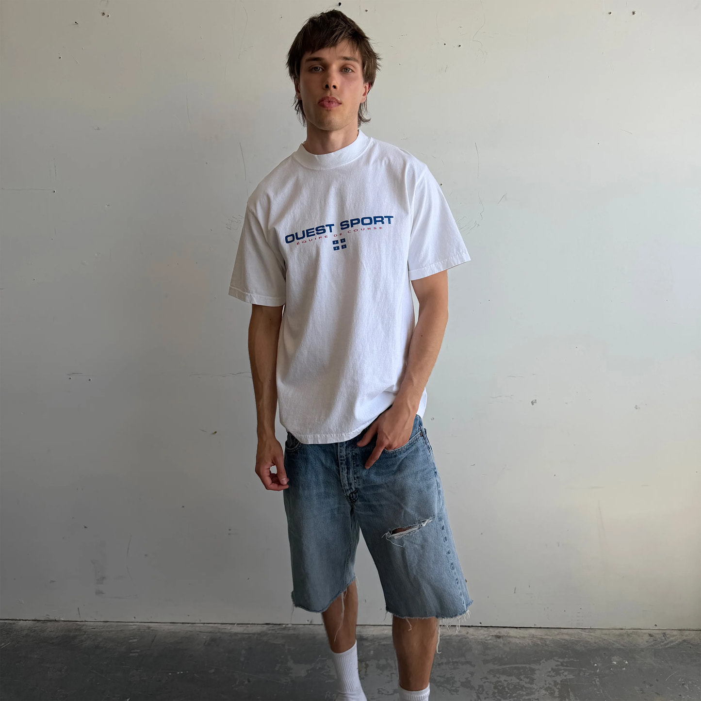 T-SHIRT "OUEST SPORT" REGULAR FIT - BLANC