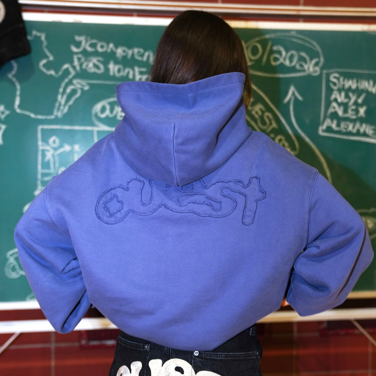 HOODIE "OUEST" DROP SHOULDER - BLEU MARIN