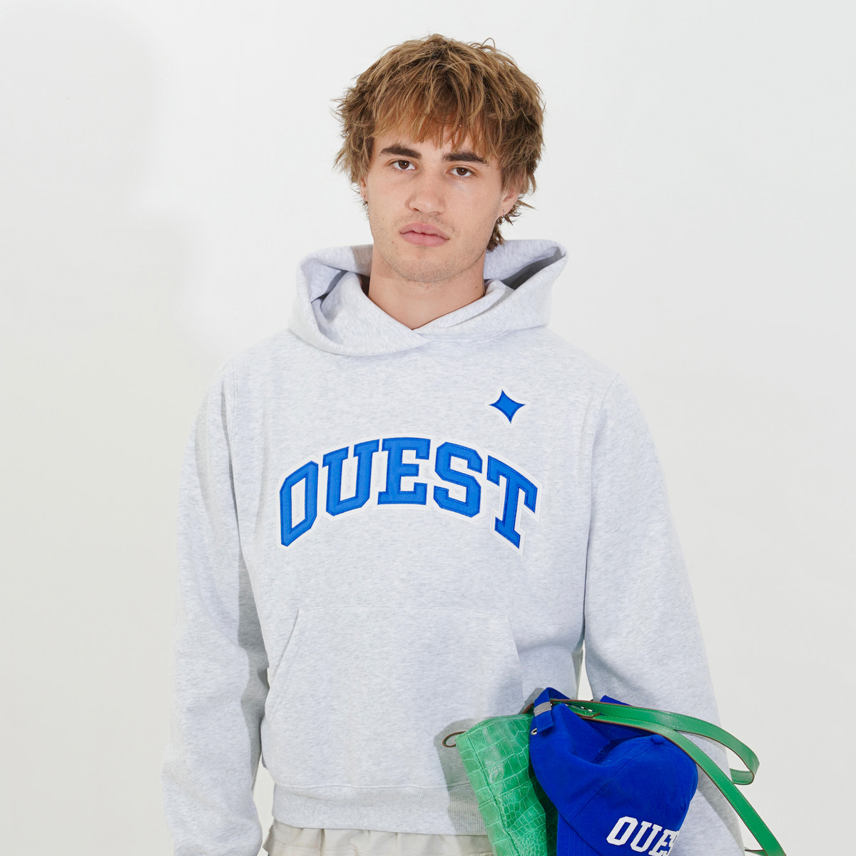HOODIE “VARSITY” - BLEU SUR ASH GREY