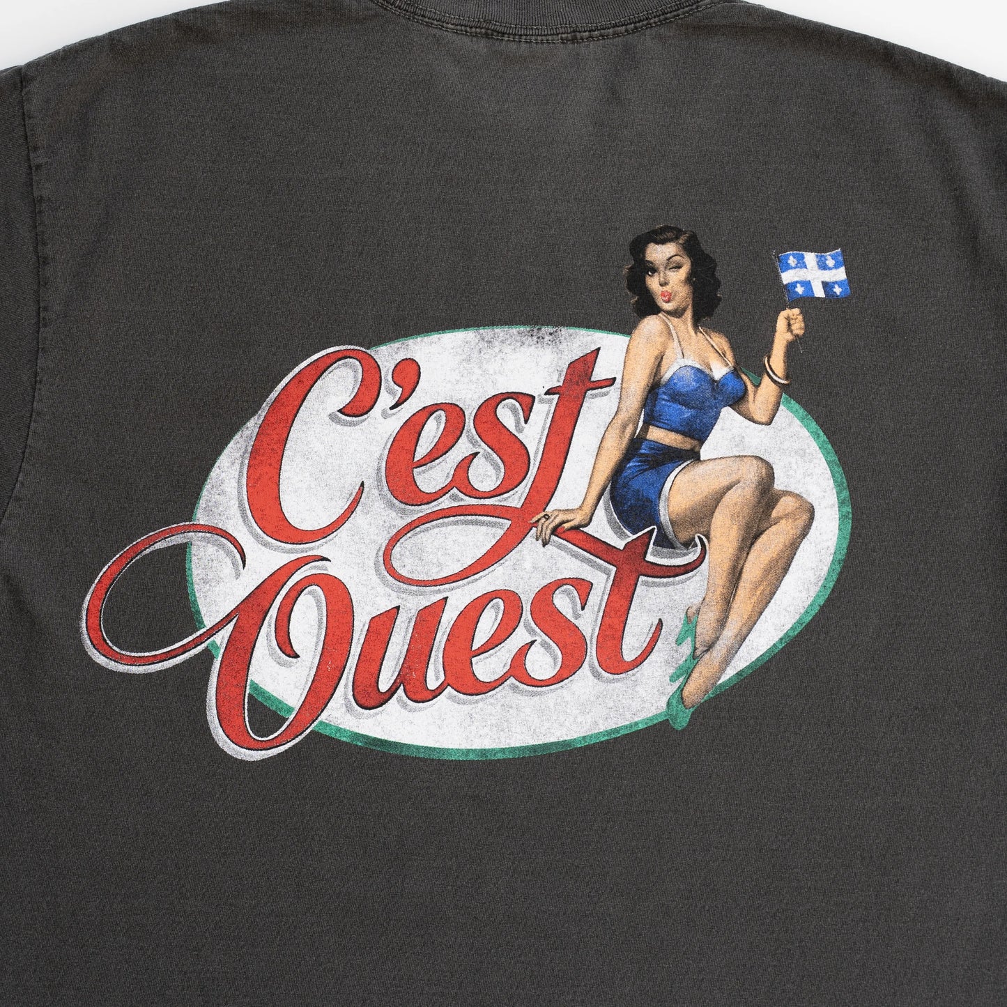 T-SHIRT BOXY OVERSIZED "C'EST OUEST" - CHARCOAL