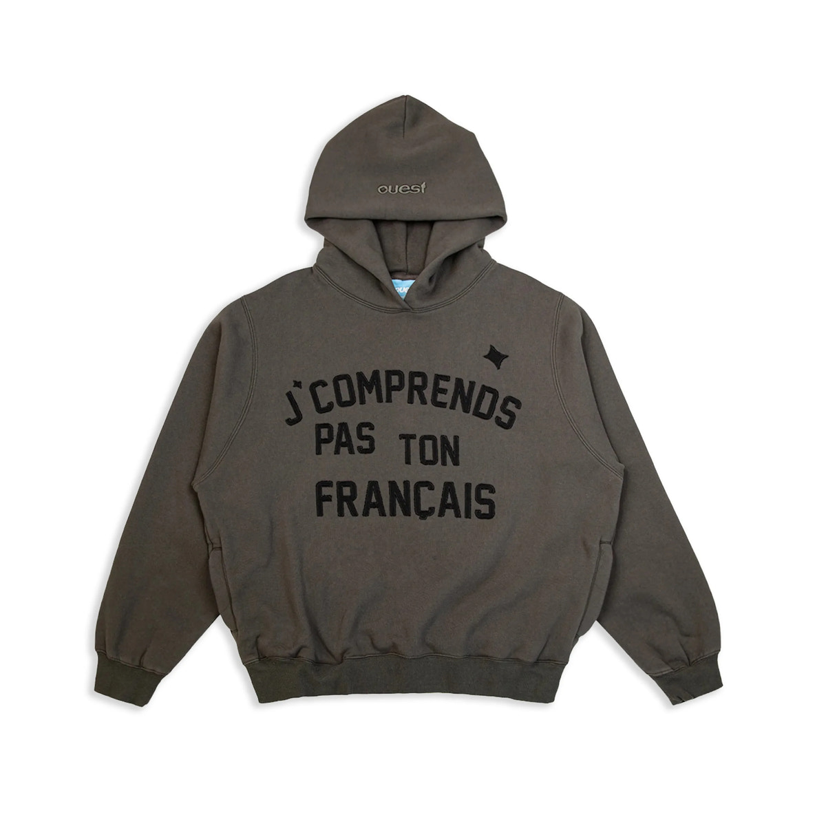 HOODIE “J’COMPRENDS PAS TON FRANÇAIS” - NOIR SUR GRIS