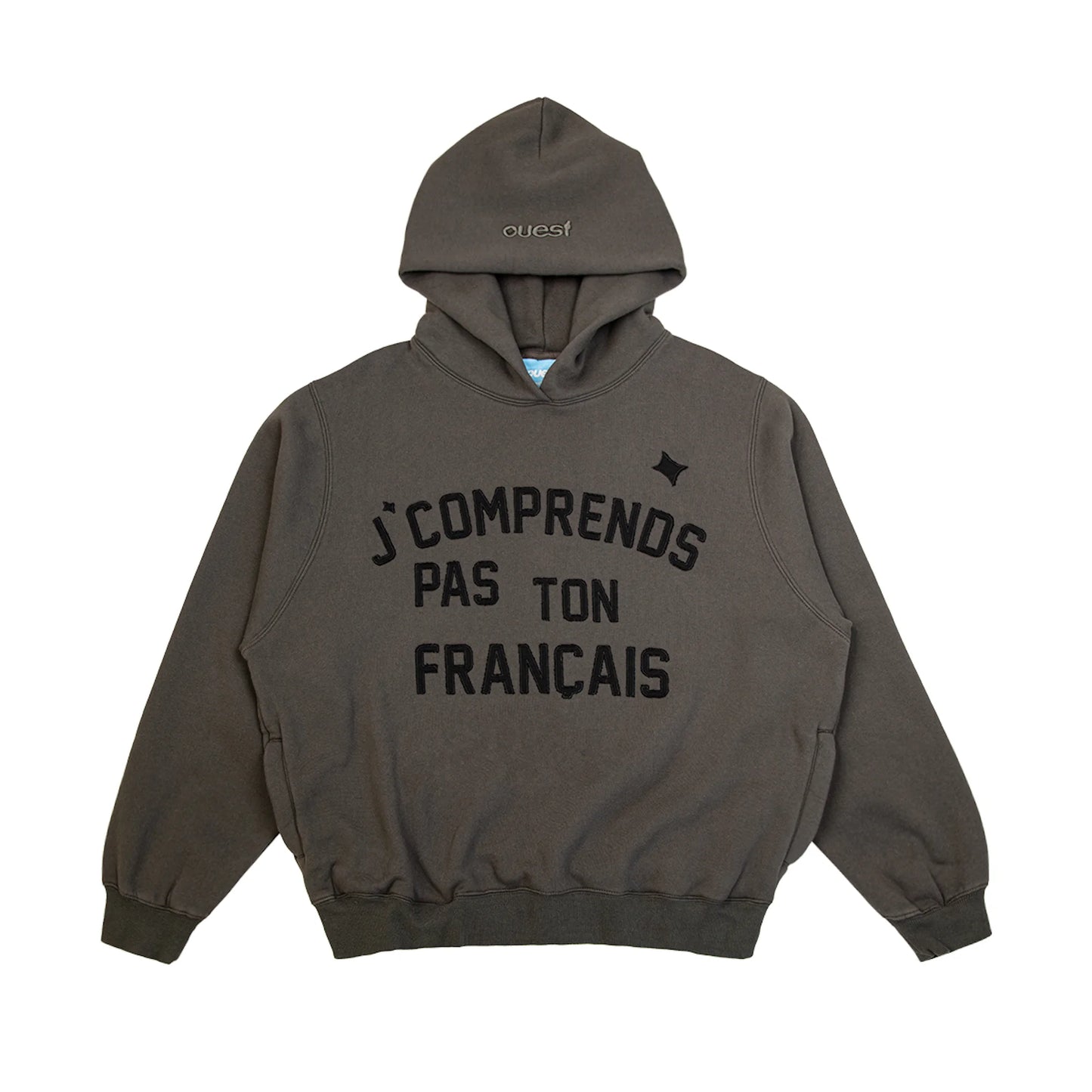 HOODIE “J’COMPRENDS PAS TON FRANÇAIS” - NOIR SUR GRIS