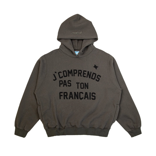 HOODIE “J’COMPRENDS PAS TON FRANÇAIS” - NOIR SUR GRIS