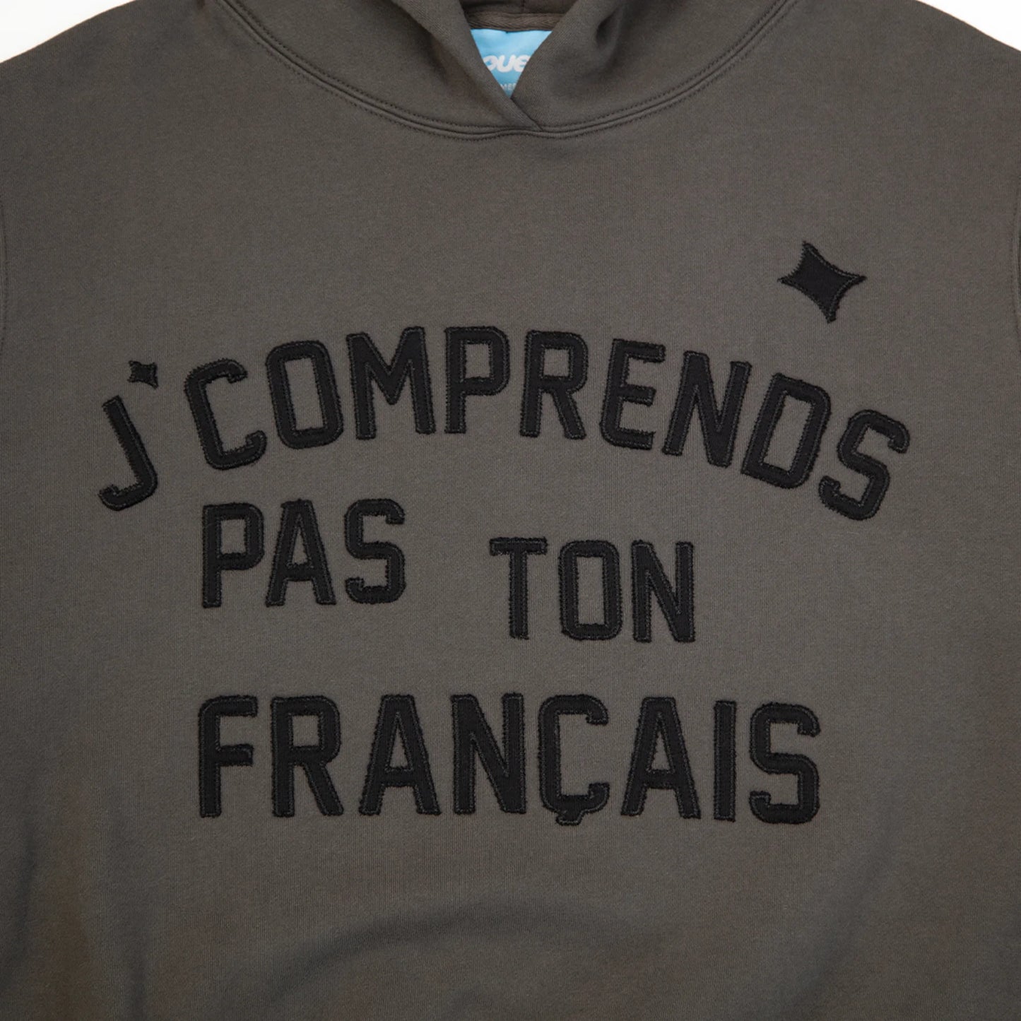 HOODIE “J’COMPRENDS PAS TON FRANÇAIS” - NOIR SUR GRIS