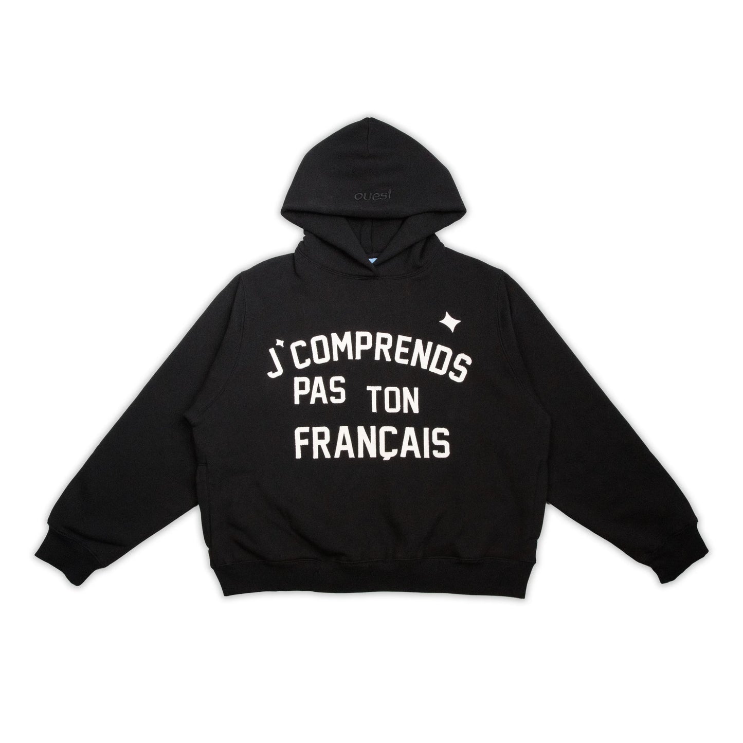 HOODIE “J’COMPRENDS PAS TON FRANÇAIS” - NOIR