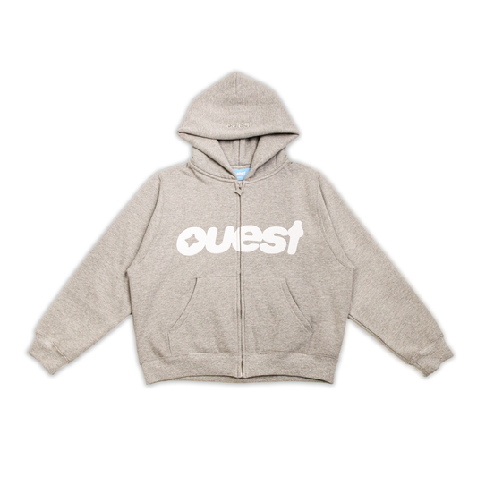 HOODIE ZIP-UP “OUEST” - GRIS