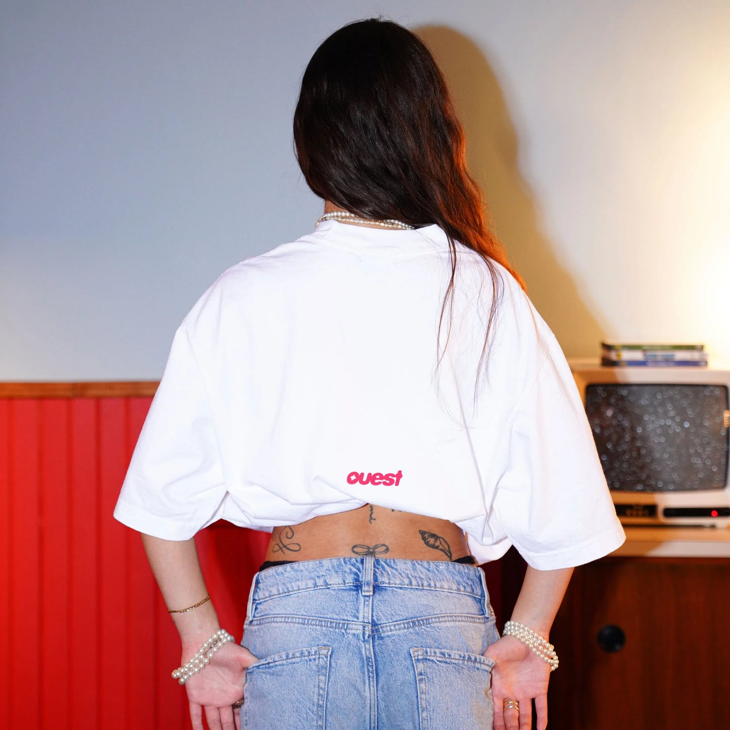 T-SHIRT BOXY OVERSIZED "J'COMPRENDS PAS TON FRANÇAIS" - BLANC ET ROUGE