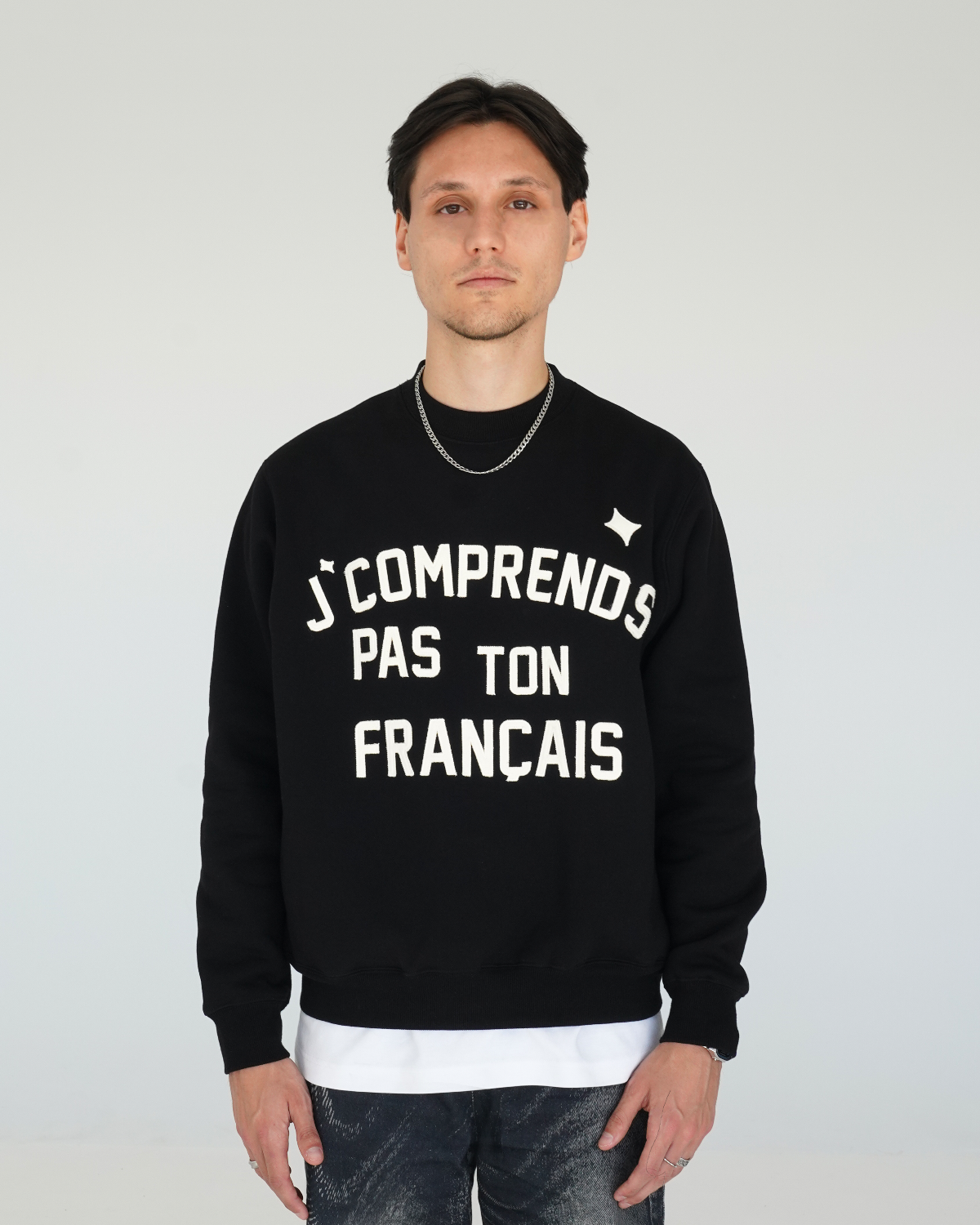 CREWNECK “J’COMPRENDS PAS TON FRANÇAIS” - NOIR